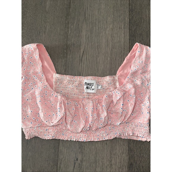 Princess Polly Mini Skirt Crop Top Matching Set Women 8 Pink White Floral Ruffle - Picture 6 of 12